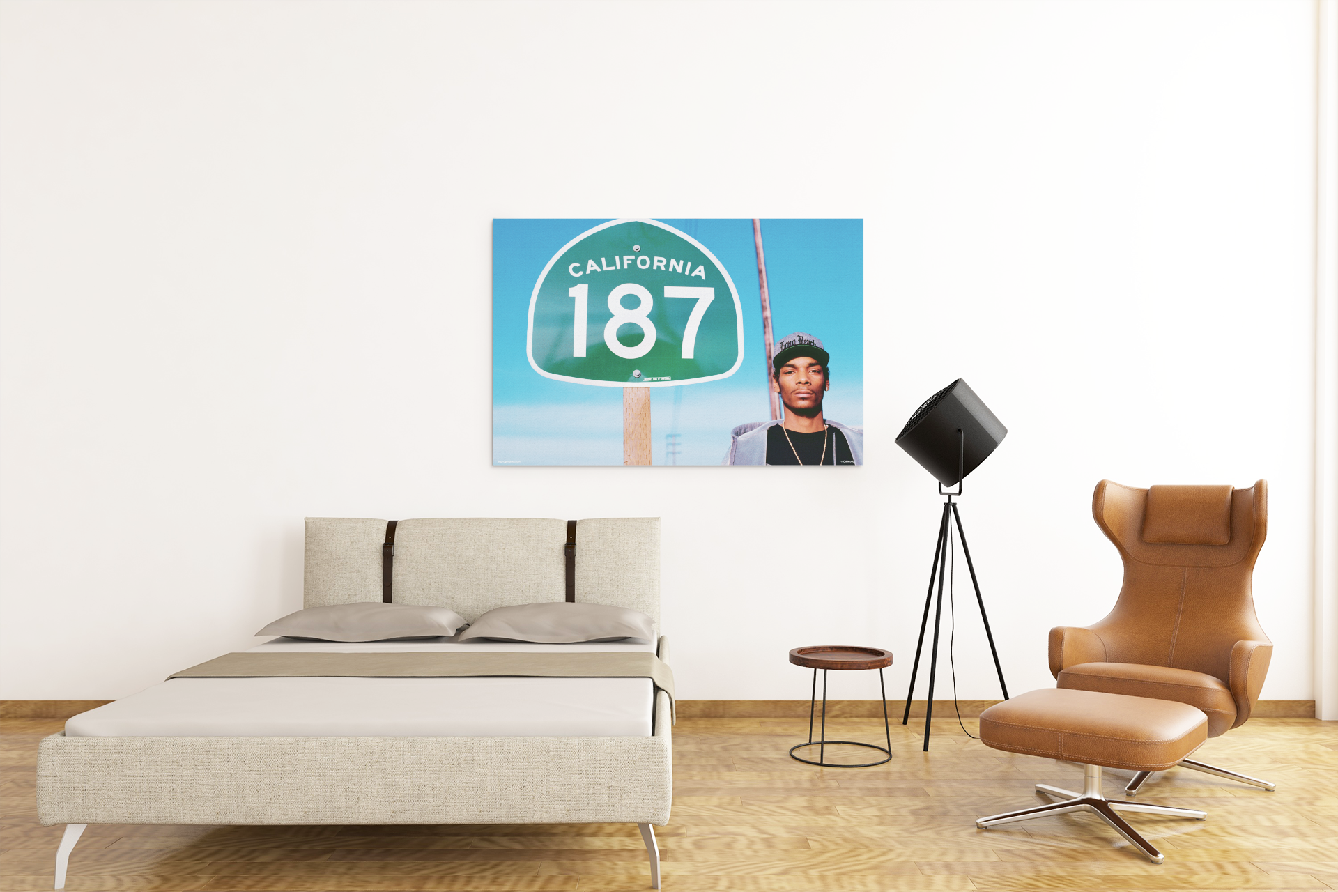 Snoop Dogg in Long Beach Under California 187 Sign – Iconic 90s